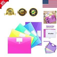 5 Pack File Folders, Clear Poly Envelopes Plastic Folders, Folder for Documen...