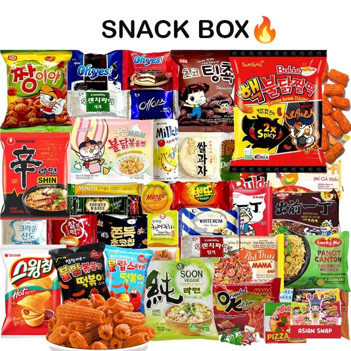 Spicy Challenge Snack Box 🔥 | Samyang Korean Ramen + Hot Asian