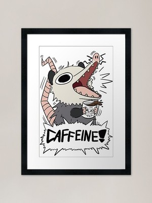 Caffeine Opossum unny Kaffee Ani gerahmtes Wandbild Poster Leinwanddruck Bild