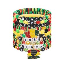 Juneteenth Day Beaded Bracelet African Black History Month Jewelry for Women
