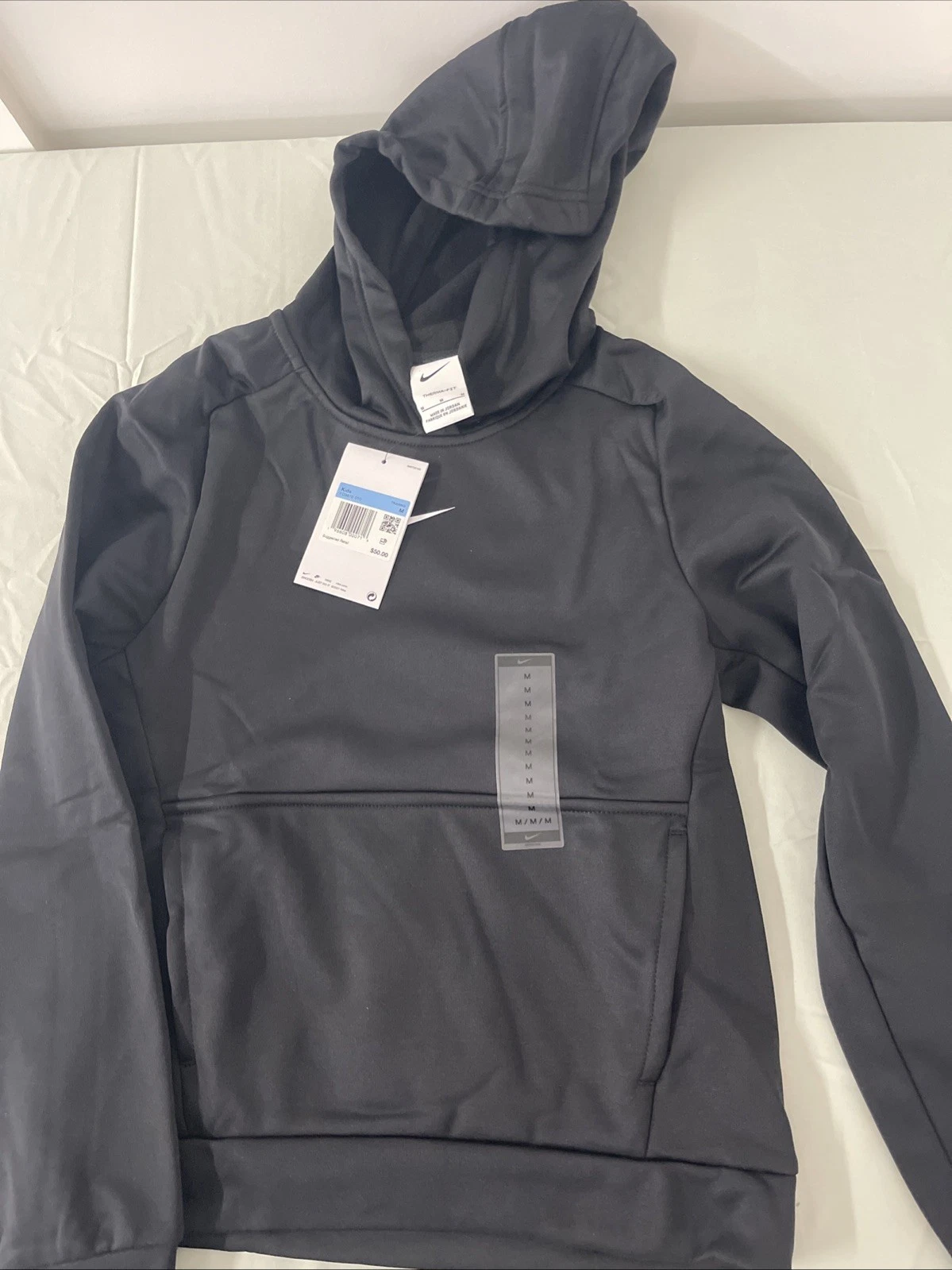 Nike Big Kids Therma Kangaroo Pocket Front FIT Training Hoodie Black Size M NWT