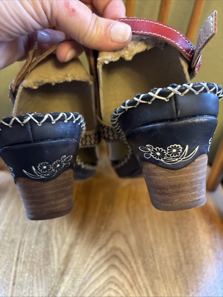 NEW Spring Step L'ARTISTE Dreamer Red + Black Leather Sandals, EU 41, US 10 - Image 4 of 4