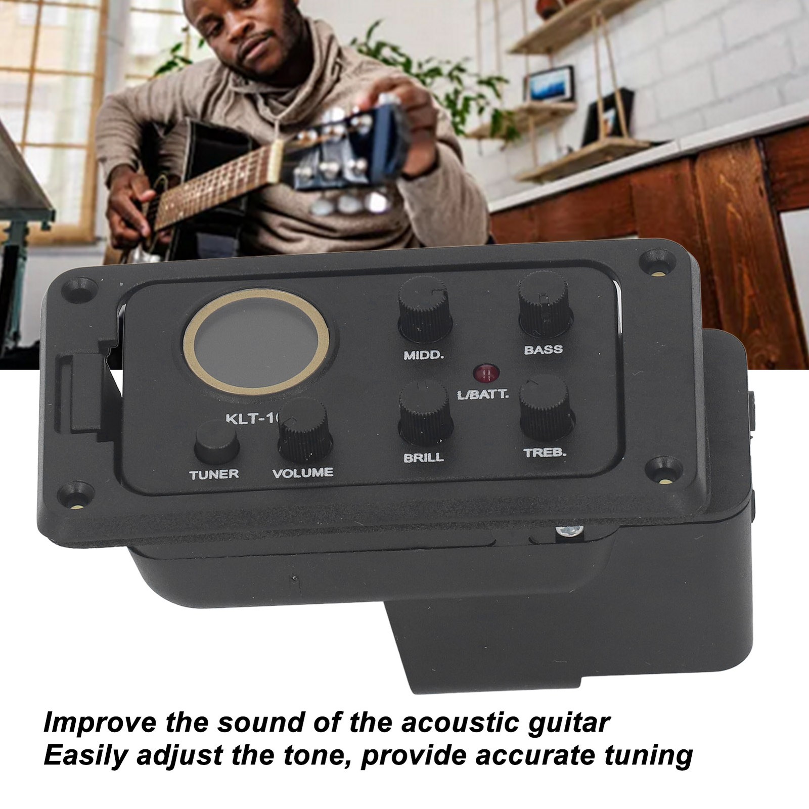 4 Band EQ Equalizer Preamp Amplifier Piezo Pickup Tuner Acoustic Guitar Equa HEN