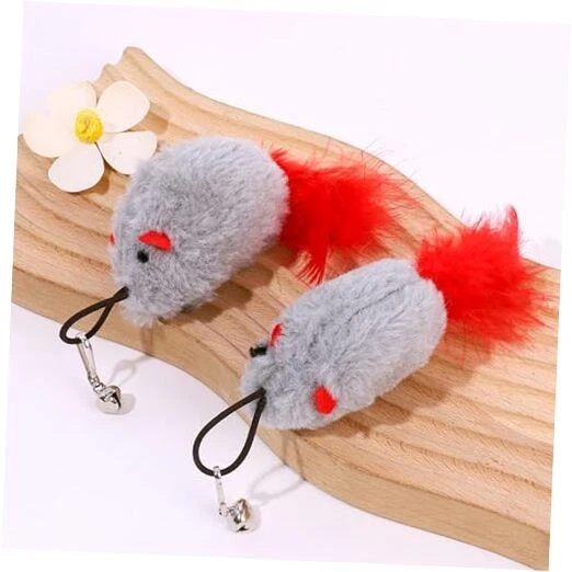Cat Toy Refill, 2 Pack Mouse Toy 2-Pack Cat Mouse Toy Refill with Feather Tail