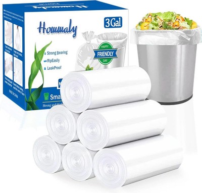 3 Gallon Clear Trash Can Liners,Small Clear Garbage Bags 300,Extra Strong 2.6,3 