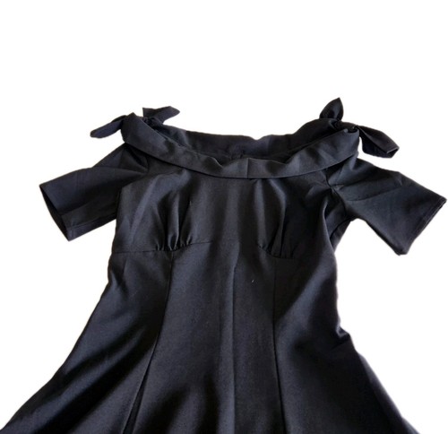 Hell Bunny Vixen Bianca Bow Black Retro 50s Style Pin Up Goth Dress Women SZ XS - Picture 9 of 18