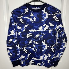 Polo Ralph Lauren Boys Medium 10/12 long-sleeve T-shirt Blue Camouflage Pony EUC