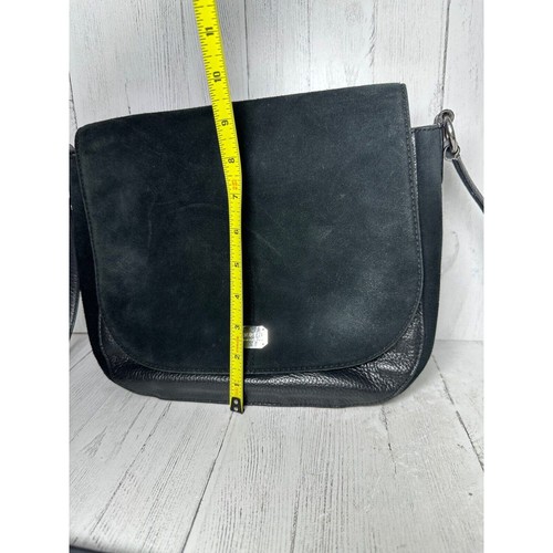 Cartera Bandolera Ralph Lauren Negra Gamuza Cuero Cartera Solapa Hobo Hombro - Imagen 4 de 24