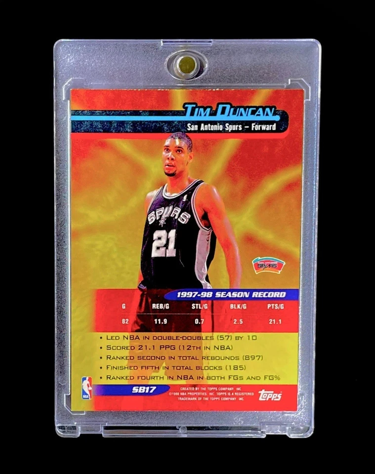 TIM DUNCAN красный золотой мерцающий рефрактор голографический Topps вставить не автоматический - шпоры - Изображение 3 из 4