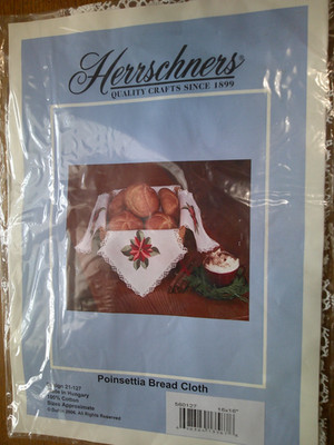 POINSETTIA BREAD CLOTH Stamped For Embroidery Herrschners  KIT 16x16