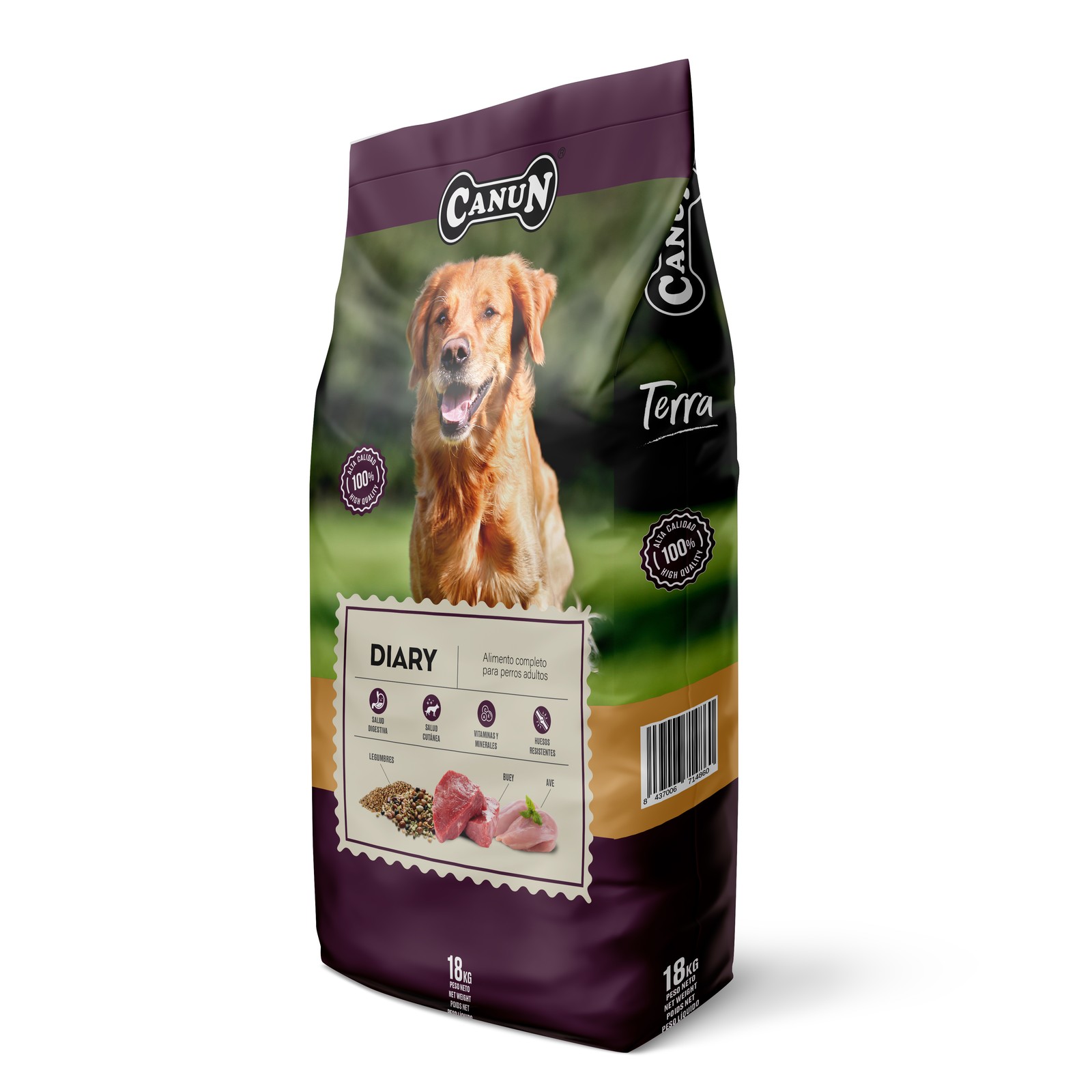 Croquettes pour chien Canun Terra 18 kg action satiété et contrôle du poids