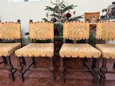 Set of 4 Stunning Embroidered Yellow Petal Dining Chairs Oak Excellent Condition