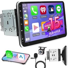 Rotatable 10.1'' Double 2 DIN Android 15 Car Stereo Radio GPS Wifi Apple Carplay