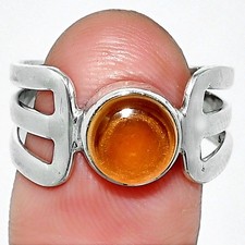 Natural Citrine Cab 925 Sterling Silver Ring s.8 Jewelry R-1162