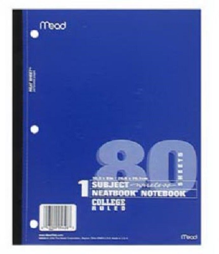 Mead 8er-Pack, 80 Stück weißes Papier College kabelloses Notizbuch - Bild 1 von 1