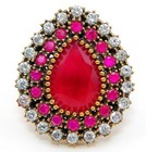 Ottoman Empire Style 4Ct Garnet & Topaz 925 Sterling Silver Ring Sz 7.5 H1-5