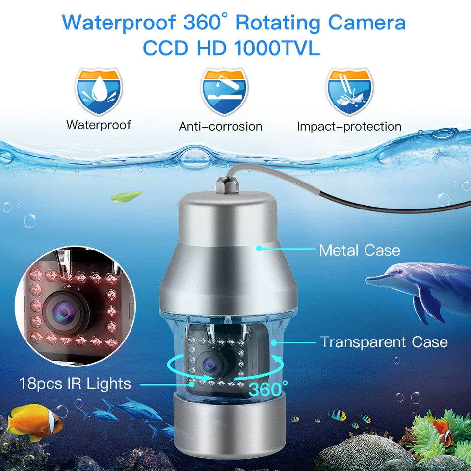 Eyoyo 8G Underwater Fishing Camera 360° Horizontal Panning Camera 9in 30M Cable - Image 4 of 4