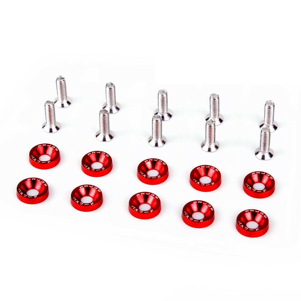 10PCS Red CNC Fender Bumper Washer Engine Bay Dress Up Kit For Honda Accord CRV