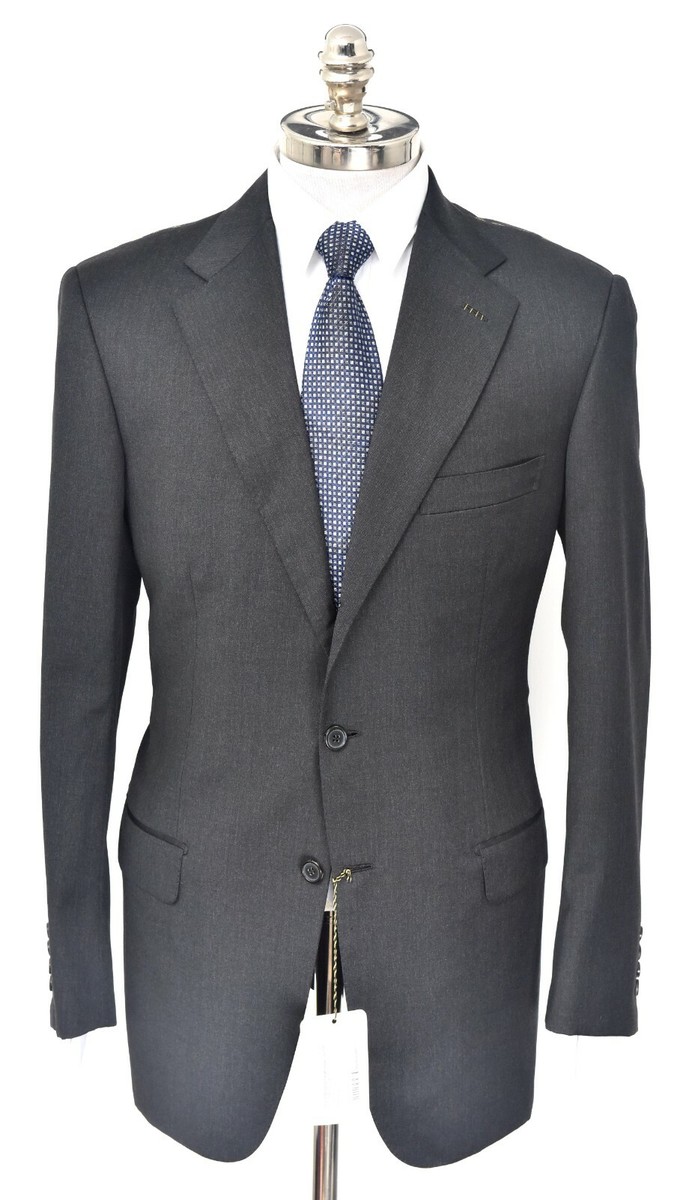 NWT BRIONI Parlamento Charcoal Gray Super 150's Wool Suit 47 S (EU
