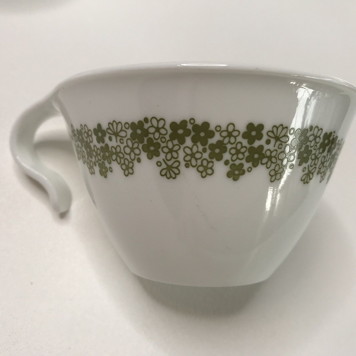 2 Vintage Corning Ware Corelle Avocado Green Spring Blossom Hook