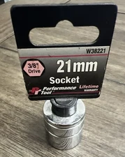 Performance Tool W38221 3/8 Inch Drive 21mm 6pt Socket