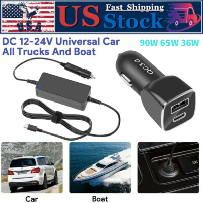 20V 15V 12V 5V USB-C Car Socket Charger Power Supply Type C For Laptop Phone 