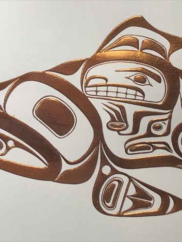 Bill Reid Haida Salmon “Skaag!” Copper Embossed Series Framed Signed Art Print - Picture 4 of 24