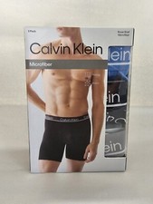 Calvin Klein Underwear 3 Pack Men's Microfiber Boxer Briefs Size L Blues/Gray