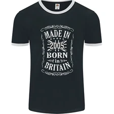 Born In Britain 20th Birthday Made 2005 Mens Ringer T-Shirt FotL