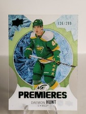 Daemon Hunt 2023-24 UD Ice Premieres Rookie Green /299 Minnesota Wild RC 