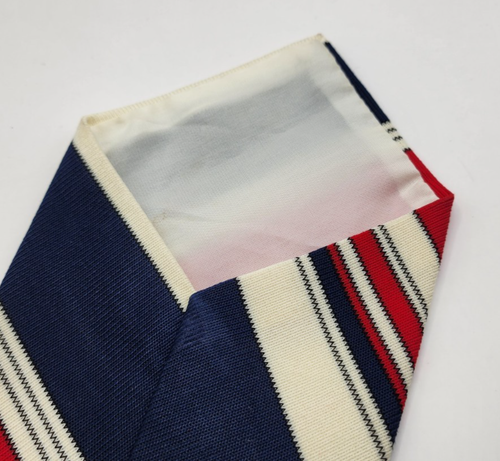 Vintage Polyester diagonal rot weiß blau Krawatte kurz 56" x 4" ungewöhnlich hausgemacht? - Bild 3 von 4
