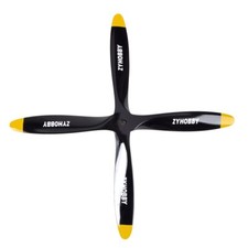 4 Blade 15 8inch Black Yellow Propeller CW Beech Wooden Prop for RC plane