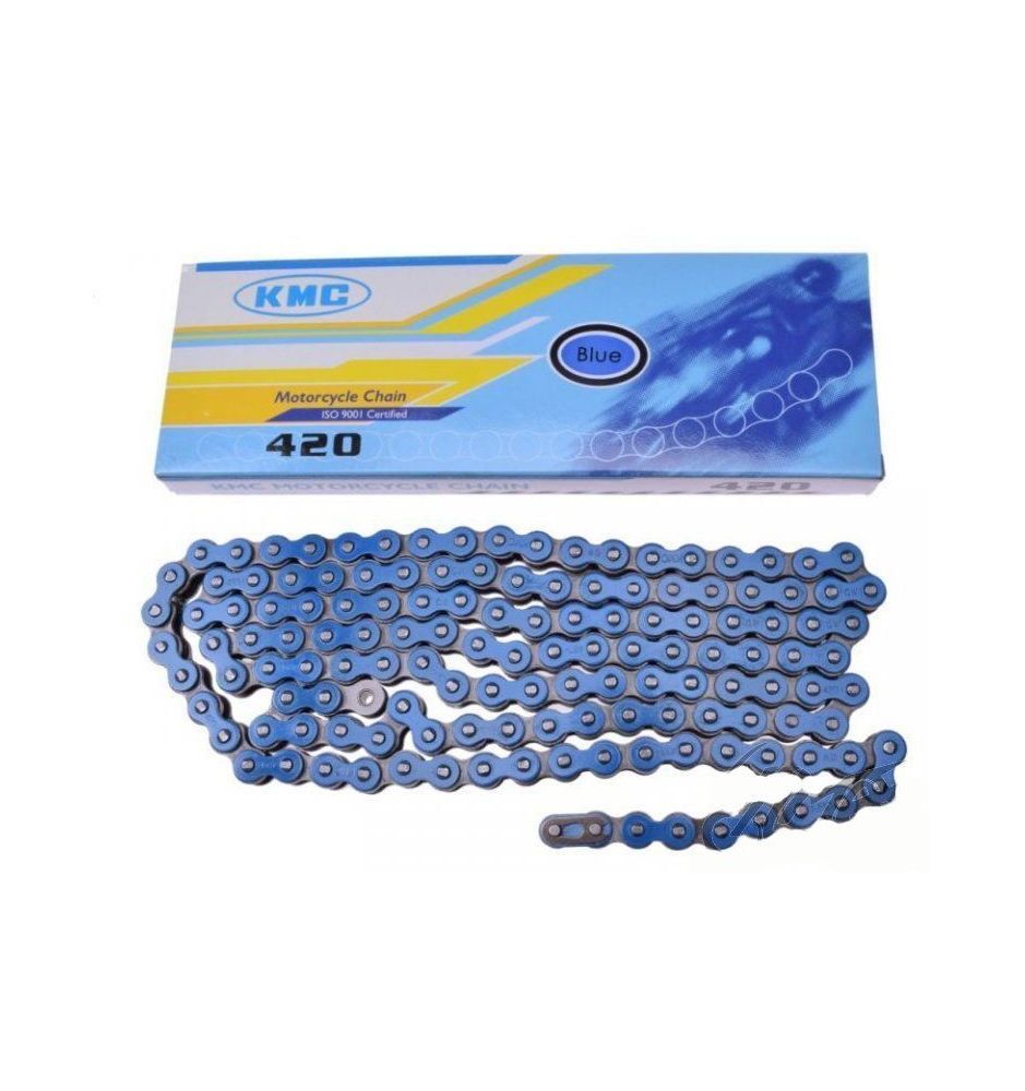 Chaîne KMC 420H bleue 138L pour réparer et personnaliser la transmission moto