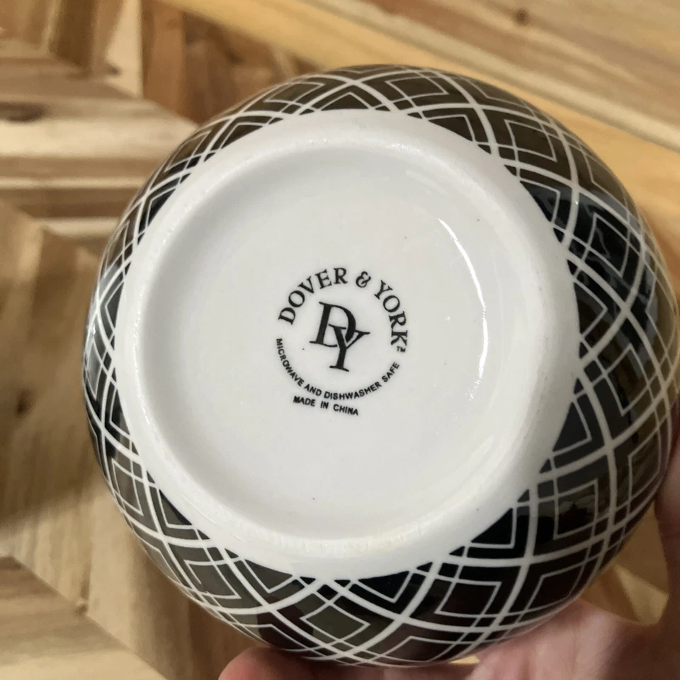 Dover & York Black White Geometric Ceramic Cereal Soup Bowls Set Of 3 - Image 3 of 4