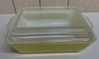 Vintage Pyrex Yellow Glass Refrigerator Dish Casserole 503-C with Ribbed Lid