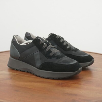 Munro Womens Piper Sneakers Comfort Walking Shoes Black Shimmer Lace Up 6.5M