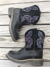 Ariat FatBaby 2 Purple Embroider Black Boots Western 10004729 Size 6.5B Woman’s