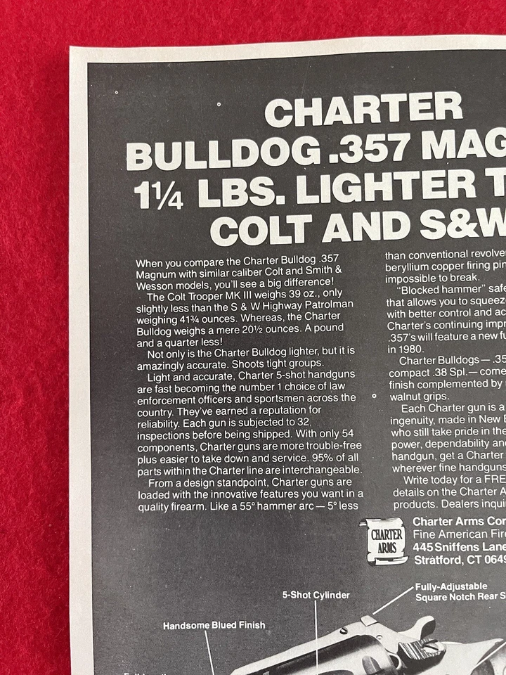 Vintage 1980 Charter Arms .357 Magnum Bulldog Print Ad - Ad Only - Image 4 of 4