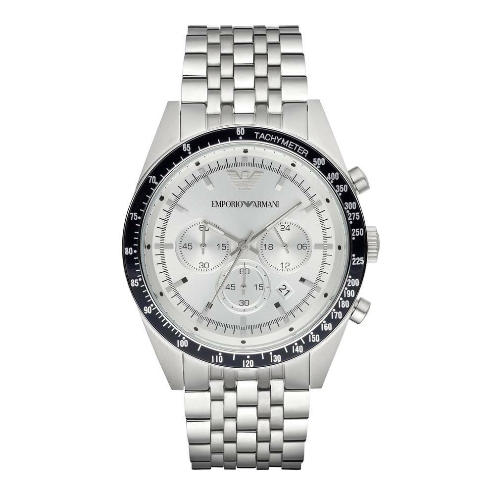 NEW EMPORIO ARMANI SPORTIVO AR6073 SILVER/BLACK CHRONOGRAPH QUARTZ