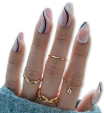 Nude Press on Nails-UV Finish Fake Nails Almond Shape with Nail Glue, Reusable