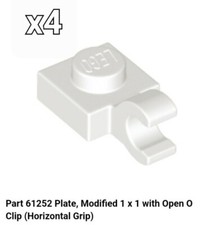 NEW LEGO Parts WHITE 61252 x4 Plate Modified 1x1 Open O Clip Horizontal