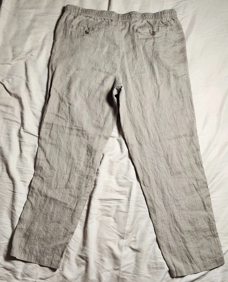 Club Room Luxury Beige Pant Drawstring Men's Chino 100% Linen Size XL - Image 4 of 4