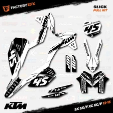 Black & White Slick Graphics Kit fits KTM 13-15 SX SXF XC XCF 125 250 300 450