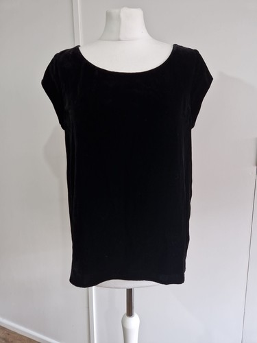 Joie Black Velvet Top S UK 10 Scoop Neck Blouse 22% Silk Party Evening