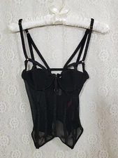 Seven Til Midnight Black Lingerie Women's Size S Mesh Unlined Underwired Glitter