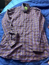 Forsyth Of Canada Dress Shirt Mens Medium Blue Pink Plaid Non Iron Button Up