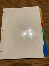 8 Tab X 20 Colored Dividers 3 Ring Binder Index Dividers Numbered One Side.