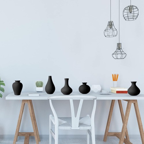 5-Piece Ceramic Mini Flower Bud Vase Set Black Modern Home Decor Decorative V... - Picture 7 of 8