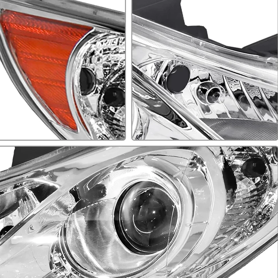 For 2011 2012 2013 2014 Hyundai Sonata New Projector Headlights Chrome Housing - Image 4 of 4