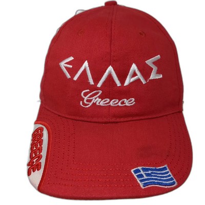 Greece Hellas Red White Baseball Cap Strapback OS Embroidered Flag Hat Souvenir